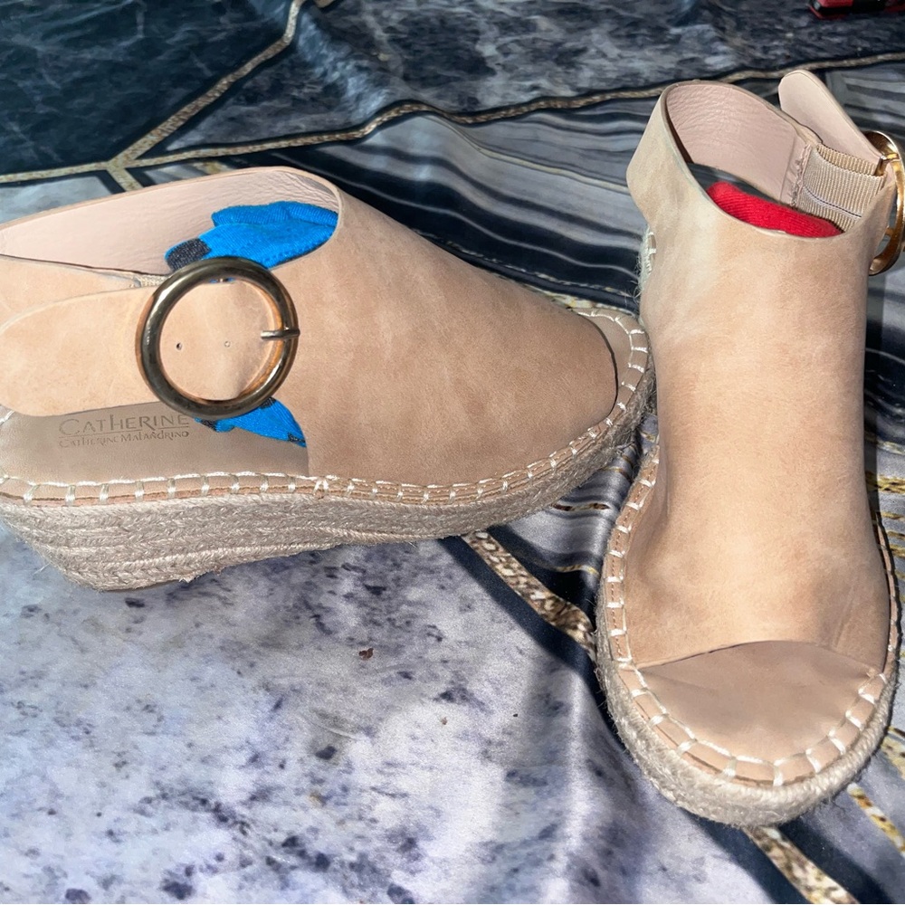 Suede Wedges | Size 8 1/2 | Tan